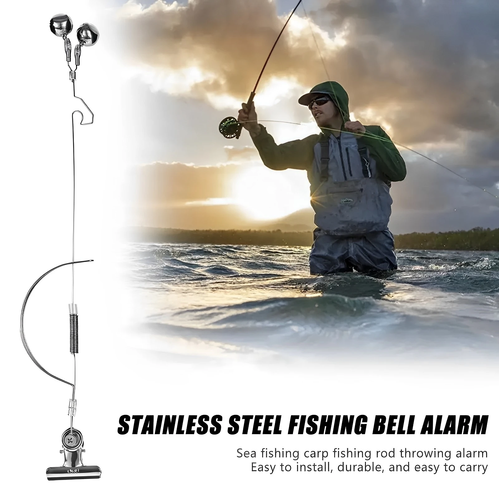 

Колокольчик для удочки из нержавеющей стали, сигнализатор поклевки для рыбы, регулируемая яркость рыбы 35 см, рыболовный крючок, колокольчики, практичные рыболовные аксессуары