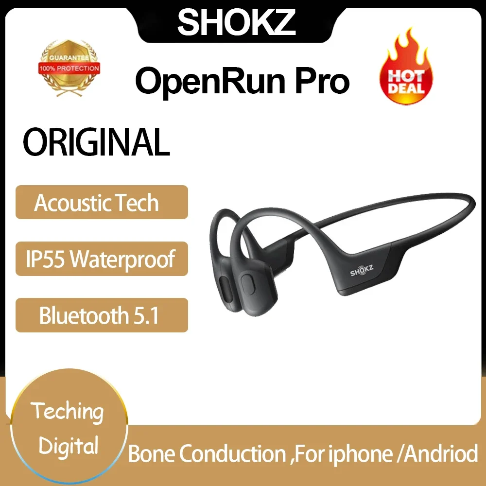 オリジナル Shokz OpenRun プロ S810 骨伝導イヤホン IP55 防水