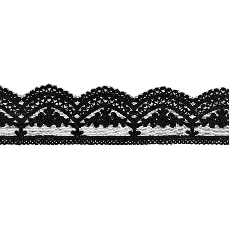 2 Yards 5 cm breit Mesh bestickt Tüll Spitze Stoff Heimtextilien Dekor Nähzubehör Hochzeit Applikation nigerianischen Großhandel – Detail 6