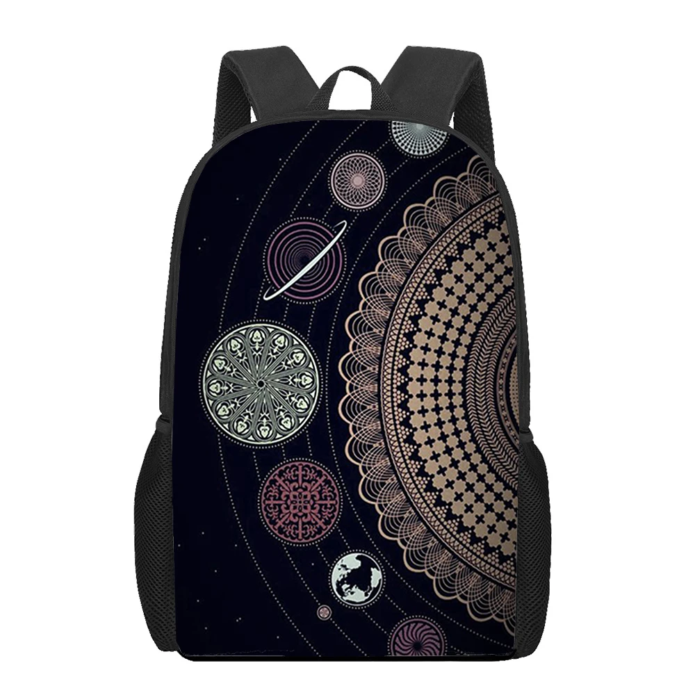 Mandala kwiat totem art 3D wydrukowano torba na książki mężczyźni 16 Cal plecak dla nastoletnich chłopców przedszkole Bagpack dzieci Mochila