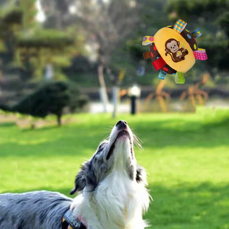 Plush Dog Vocal Toy Ball Funny Interactive Pet Toys with Bells Cleaning Tooth Chew Toy For Small Large Dogs Cats Puppy Plaything 5
