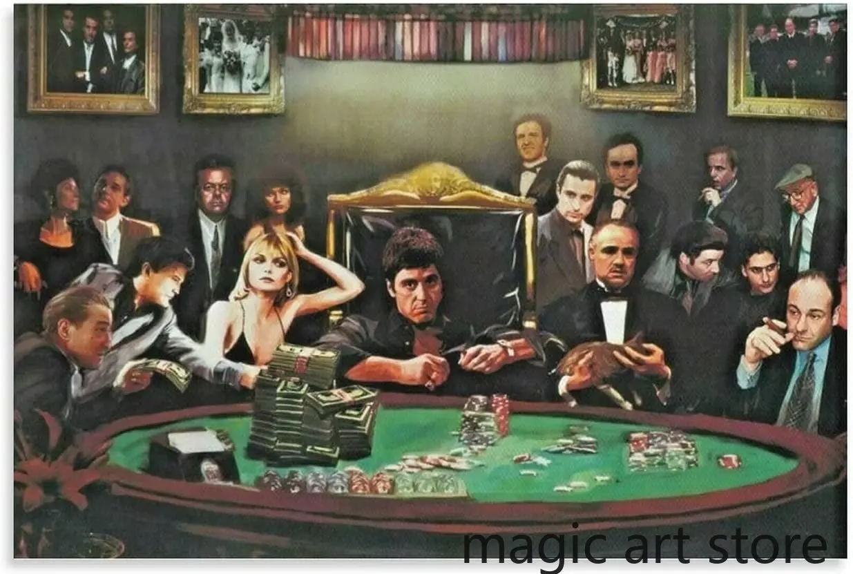 Classic Movie Playing Poker Art Poster, Padrinho, Scarface, Sopranos,  Pintura De Lona, Impressões De Parede, Imagem, Home Decor - AliExpress, image size:1235x831