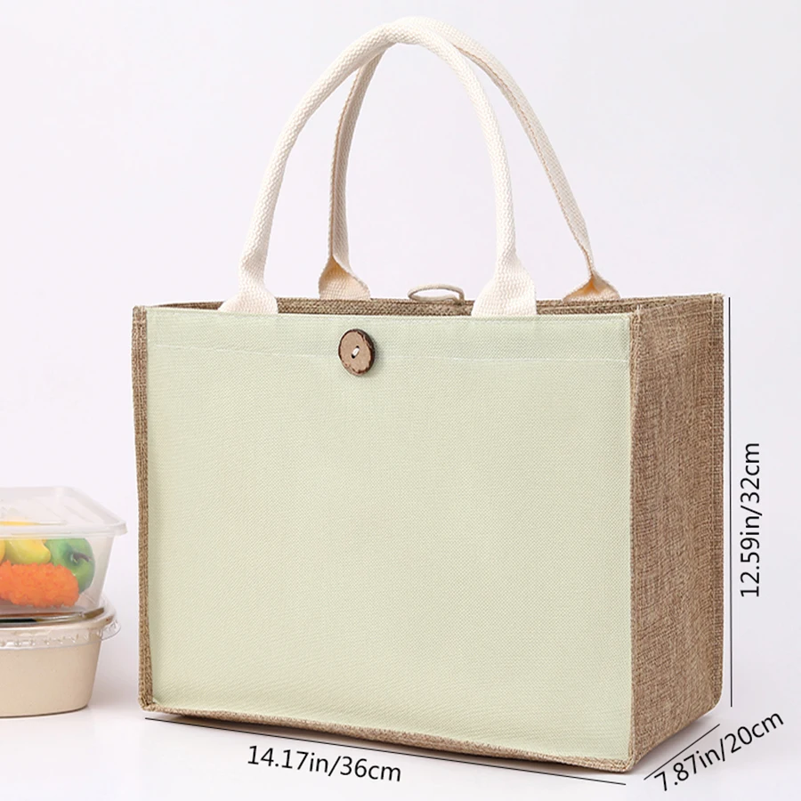 Linen plain color ladies handbag  buckle style fashionable multi-functional gift bag  daily outing shopping storage bag 12