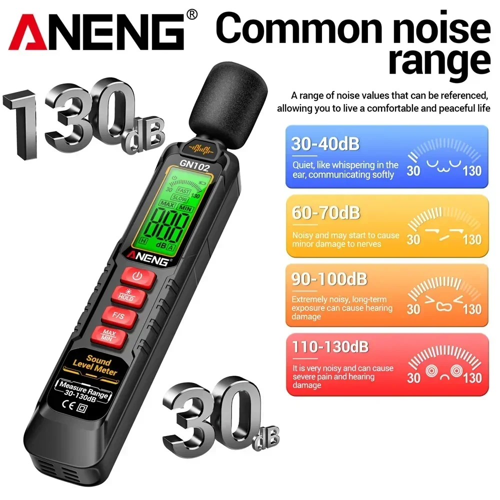 Sound Portable Noise Decibel Meter tools GN102 Digital Sound Level ...