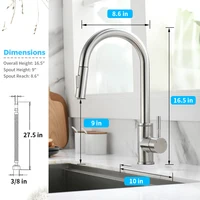 Brushed Nickel Kitchen Faucet Single Hole LED Style Pull Out Spout Kitchen Sink Stream Sprayer Head Black Mixer Tap LED 866006 6