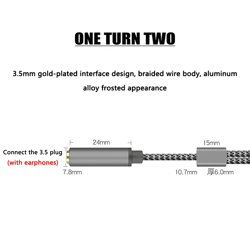 Dual Jack Audio Splitter for Headphones and Microphones
