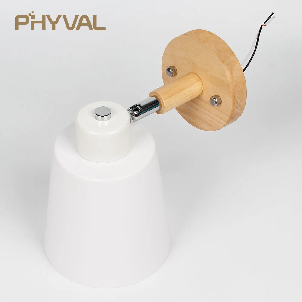 Wooden Wall Lamps Nordic Bedside Wall Light Switch Sconce Modern For Bedroom Macaroon 6 Color Steering Head E27 85-285V led wall lamp,wall sconces light,wall lamp