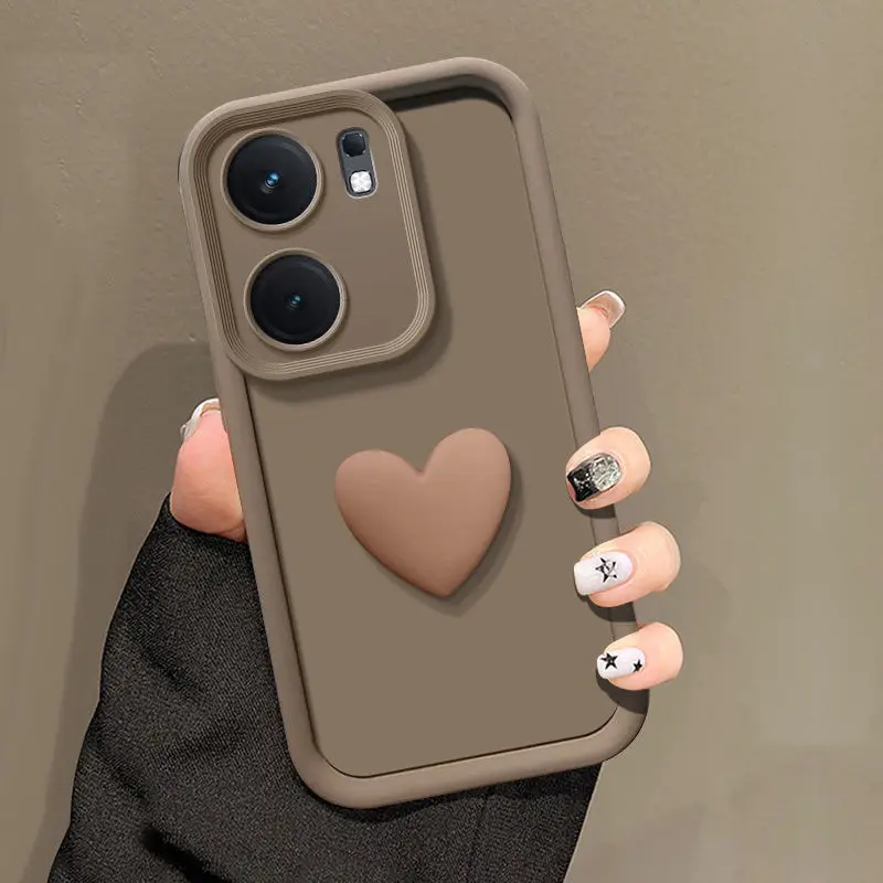 Cute 3D Love Heart Silicone Matte Back Cover Case