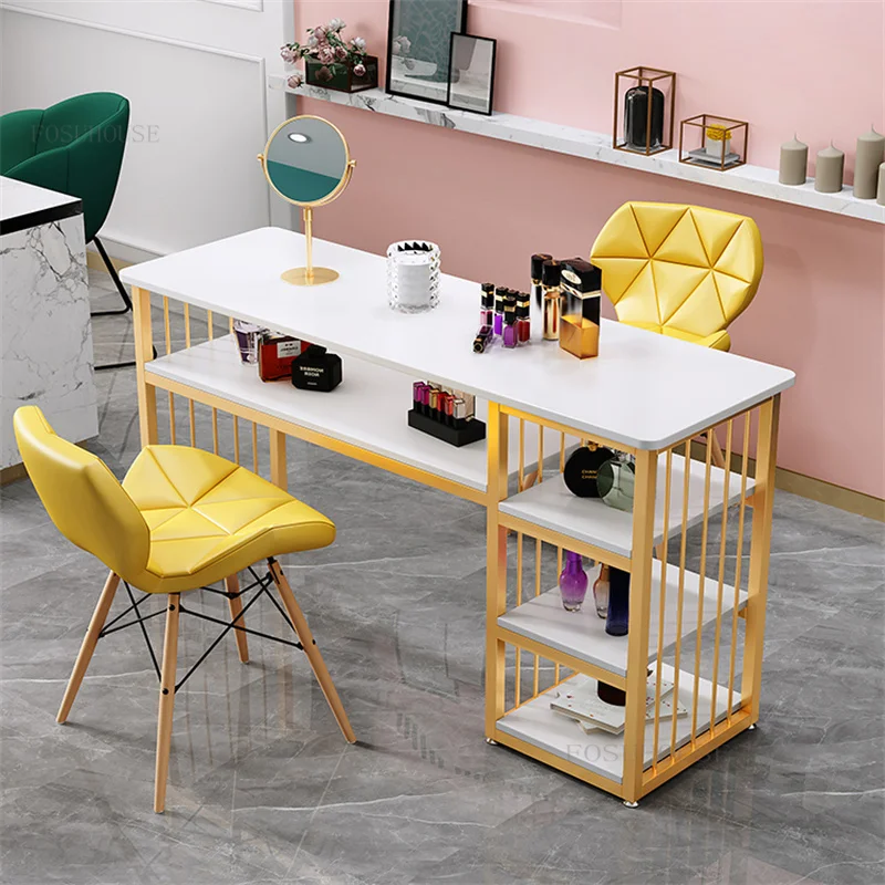Japanese Light Luxury Nail Tables Salon Furniture Single Double Manicure Table Chair Set with Drawer Professional Manicure Table