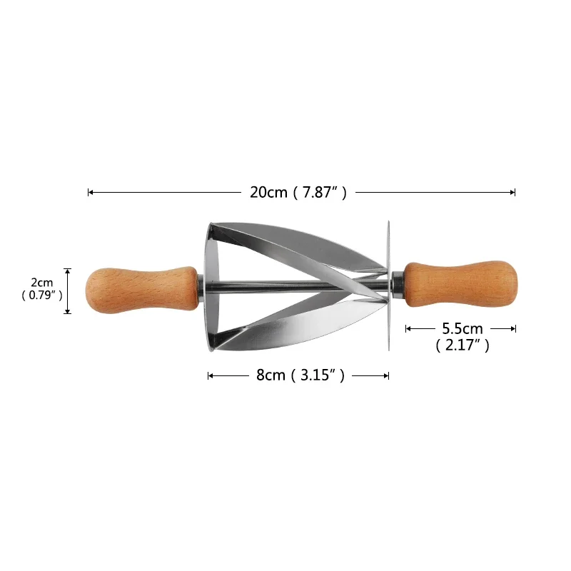 Baking Tool Dough Cutter Baking Accessories Bread Cutter Stainless Steel Rolling Cutter for Making Croissant Bread Wheel Dough Pastry Knife Wooden Handle