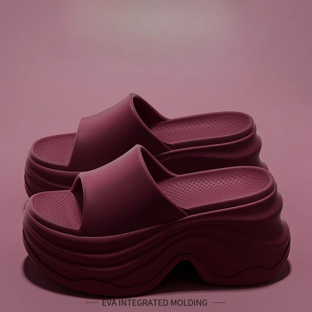 YNPO Solid Color EVA Platform Slippers Women Thick Sole Non Slip Beach Slides Sandals Lady Summer Soft Sole Wedge Heel Slipper 2