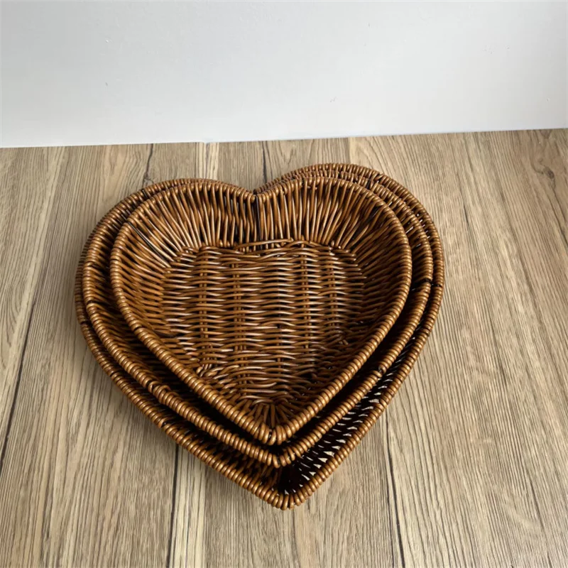 Imitation Rattan Fruit Basket Sundry Storage Basket Hand-Woven Storage Box Home Storage Supplies Tabletop Display Rattan Basket 5