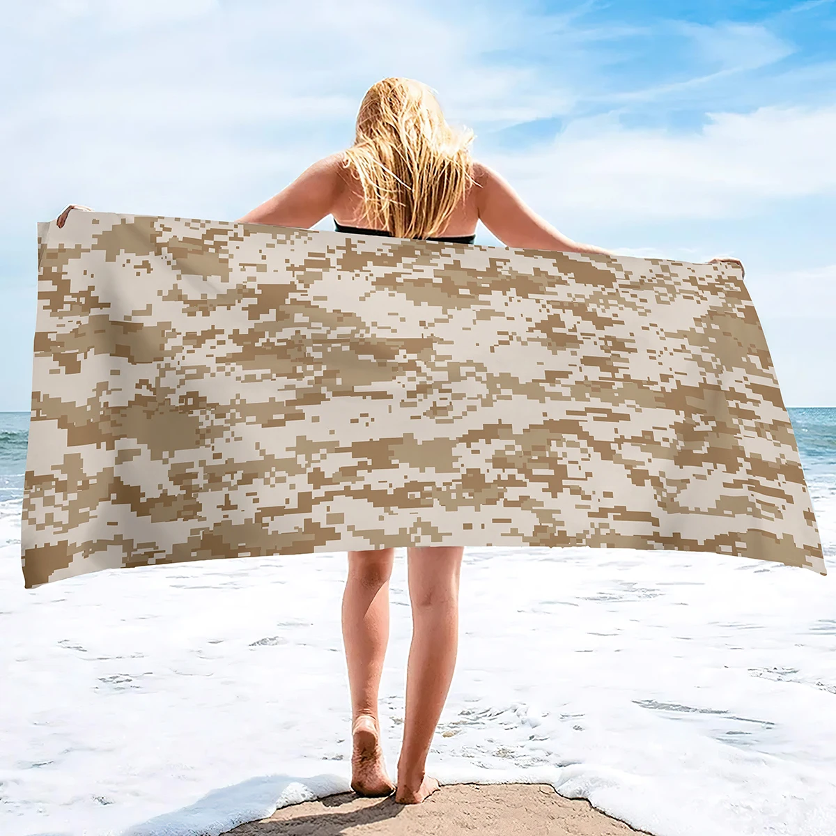 Serviette de plage camouflage anti sable grande taille douce_voghion.com