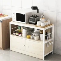 Multi-functional Cupboard Microwave Oven Storage Rack Kitchen Cabinets iron Floor Multi-layer Storage Cabinets Home Furniture K 2