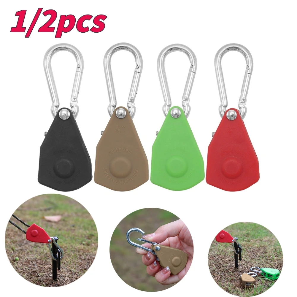Rope Buckle Tightener Heavy Duty Pulley Ratchet Hanger Windproof Cord Adjuster Fastener for Awning Canopy Accessories 1/2pcs