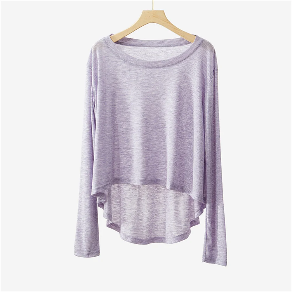 Womern Moder Dance Cover-Up Female Ballet Loose Long Sleeve Top Soft Breathable Classical Dance Yoga Jogging Girl Workout Shirts
