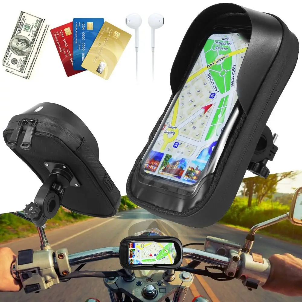 

Велосипедный держатель для мобильного телефона, вращающийся на 360 °, водонепроницаемый держатель с двойной молнией, черный держатель для сенсорного экрана