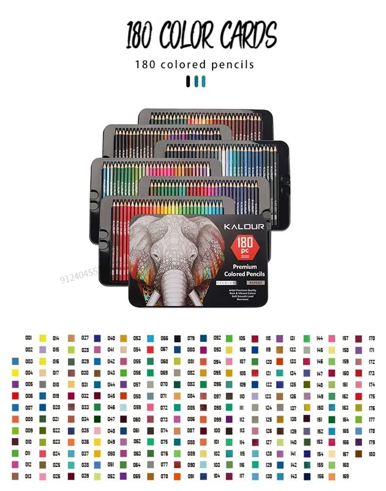 KALOUR 180 Farben Ölfarbstifte Einzigartige Farbstifte in Eisenbox Professionelles Zeichenstift-Set für Schulbedarf und Kunstbedarf. – Detail 5