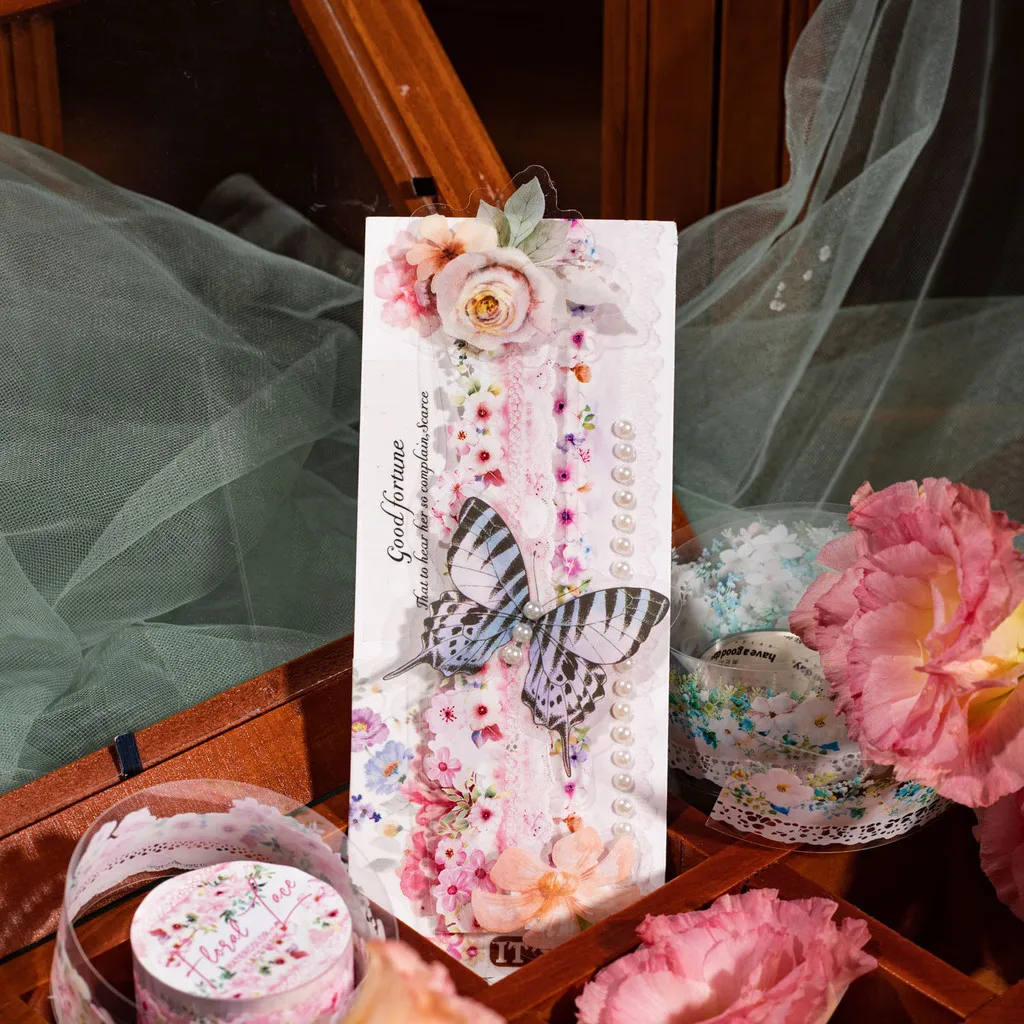 Journamm 30mm*2m PET Lace Tape Decor Sticker Scrapbooking Materials Art Collage Photo Album DIY CUT Creative Stationery 4