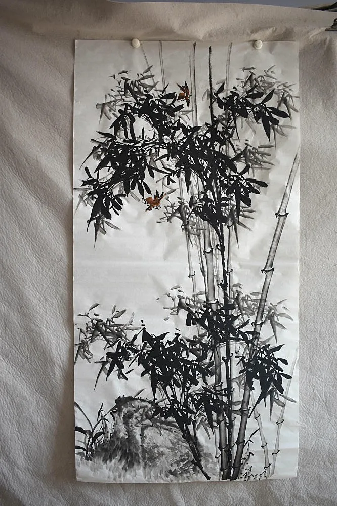 

Hand-Painted Traditional Chinese Painting Bamboo Presages Safety Lucky Bamboo Festival an Ink Painting of Bamboo Green Bamboo