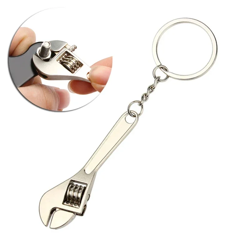 Simulation Tool Keychain Metal Wrench Car Gift Pendant Adjustable