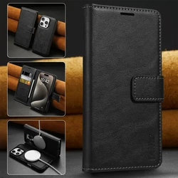 Versatile Detachable Wallet Case with Magnetic Wireless Charging Stand for iPhone 14 Pro (Black)