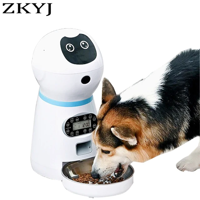 L dogs cats automatic feeder with voice timing stainless steel bowl dry food dispenser bowl