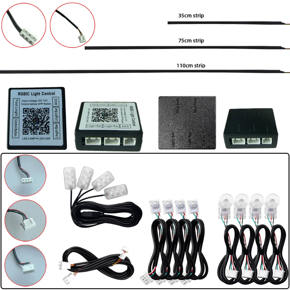"Lámpara LED" App RGBIC Symphony Accesorios de luz ambiental Tira de LED de 3 cables (Puerta/almacenamiento/luz de pie RGB de 4 cables)