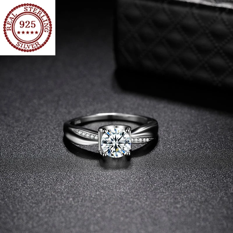 Creative Bow Knot Design One Carat Imitazione Moissanite S925 Sterling Silver Ring Proposta Gioielli Da Sposa Regalo Di San Valentino
