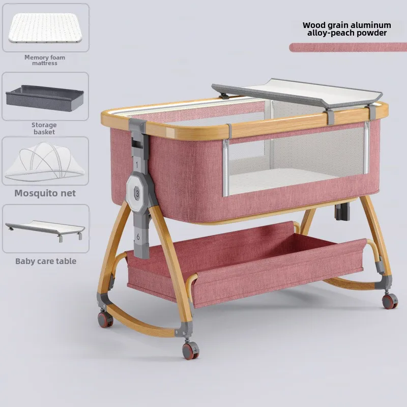 바퀴가 달린 접이식 알루미늄 합금 용 침대, 용 침대로 컨버터블 요람, 다기능 휴대용  공동 슬리퍼