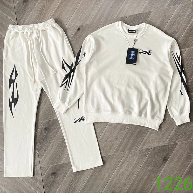 

Спортивная Толстовка 24ss с круглым вырезом для мужчин и женщин, качественная белая толстовка из чистого хлопка с принтом логотипа 1:1