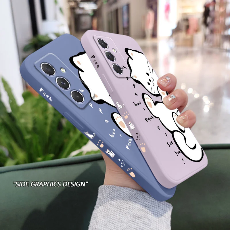 Charming English White Cat Phone Case - Minimalist Design