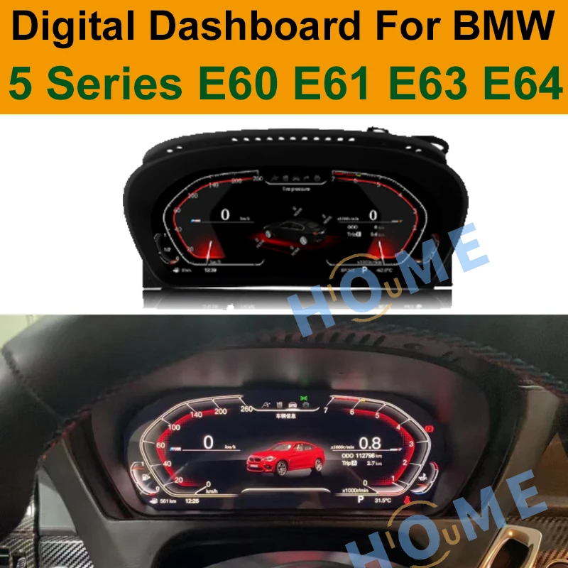 

12.5" Car LCD Digital Dashboard Panel Instrument Cluster Cock Speedometer for BMW 5 E60 E61 E63 E64 2002-2008 Multimedia Player