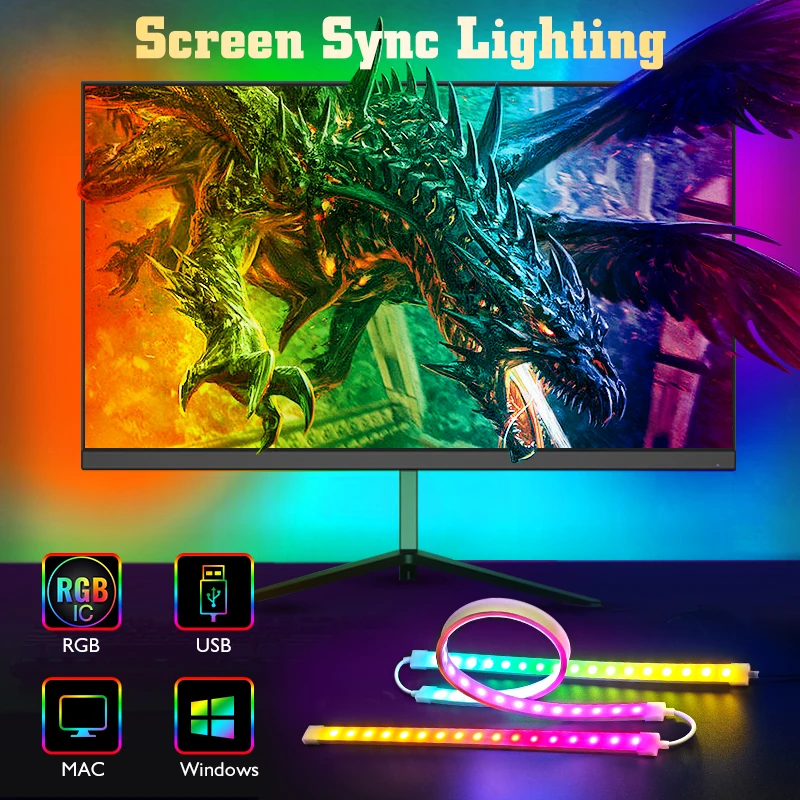 Smart Ambient PC LED Backlight Compatible macOS 13+, Windows 8,9,10,11 APP Control Computer Monitor Screen Color SyncStrip Light led strip backlight