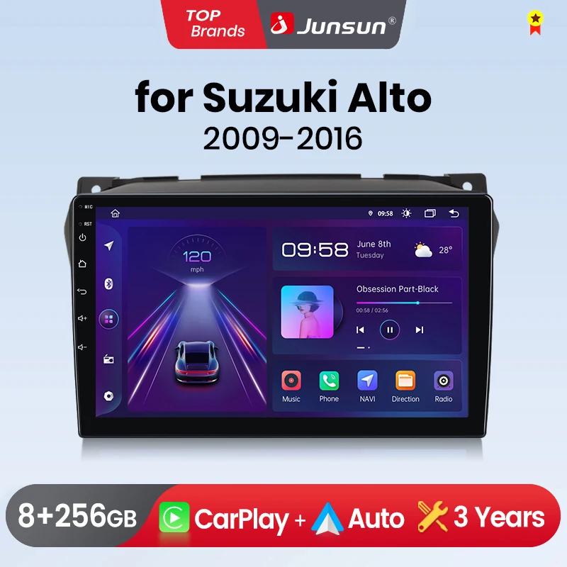 Junsun CarPlay Android Auto Car Radio for Suzuki Alto GPS Intelligent Systems Stereo Multimedia