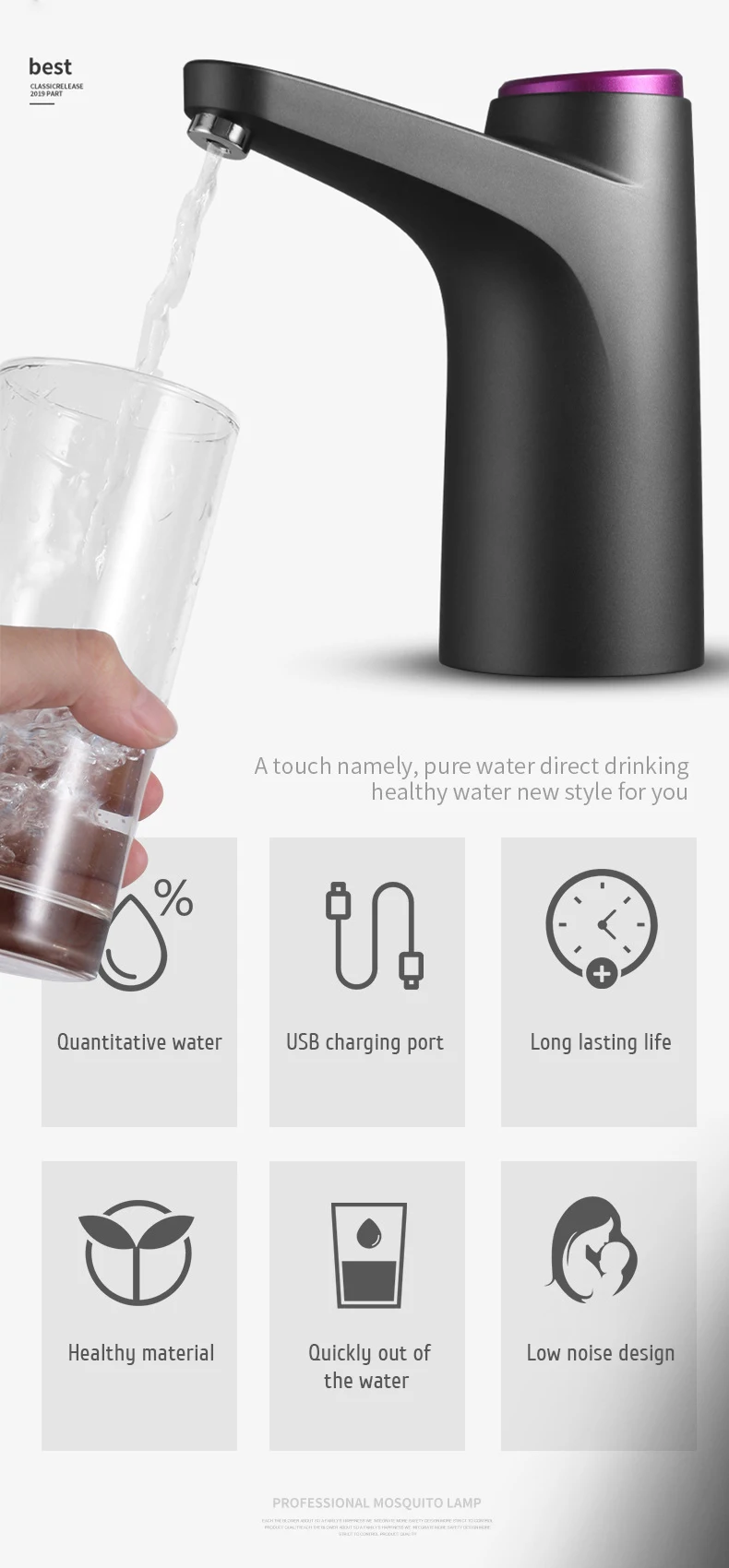 Description Picture 3 of itemMini bucket water, large bucket water, intelligent electric water pump, water intake artifact, suction pump