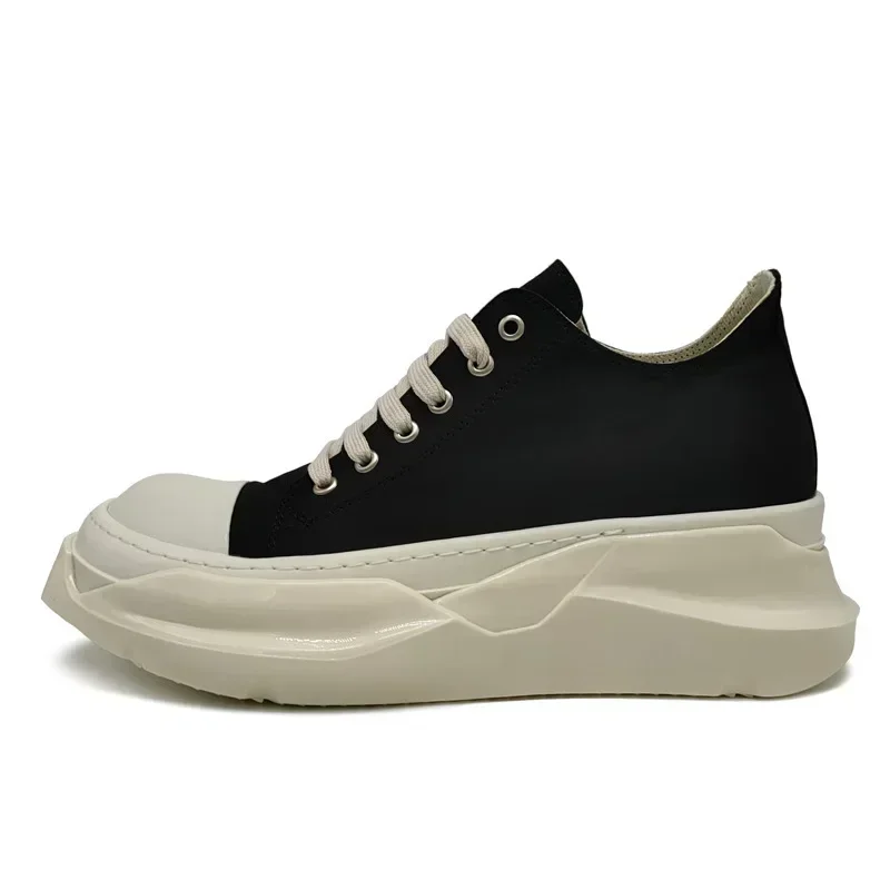 Rick 2024 New Thick Sole High Quality Board Shoes Men's Breathable Low Top Lacing Casual Elevated Canvas  Men Shoes 5