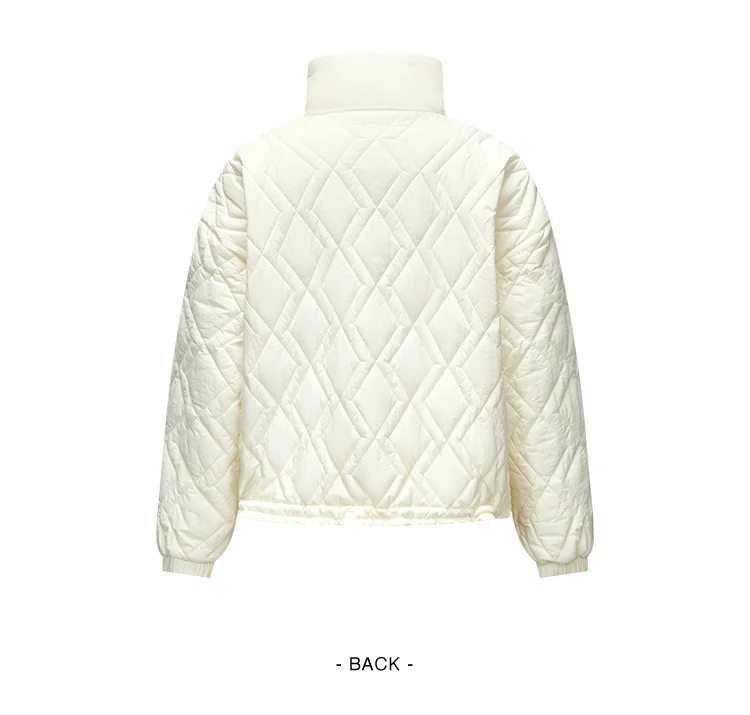 Cotton Clothing Women Stand Collar Loose New Winter Texture Rhombus Cotton Coat Fashion Casual