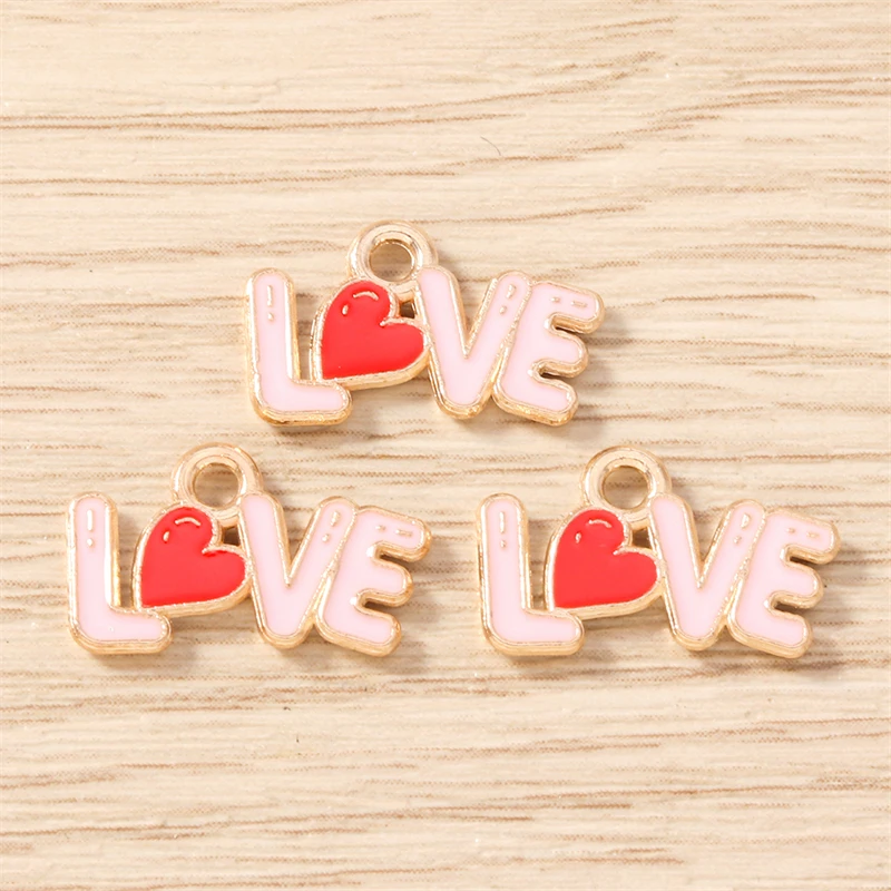 10 Stück 16 x 10 mm niedliche Emaille-Liebesbrief-Charms-Anhänger für Tropfen-Ohrringe, Halsketten, Armbänder, DIY-Handwerk, Schmuckherstellung, Zubehör – Detail 6
