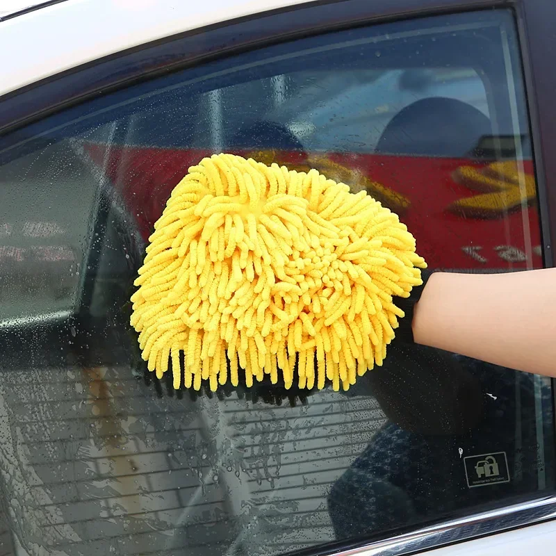 Double-sided Microfiber Washable Car Washing Gloves Cloth Cleaning Accessories
