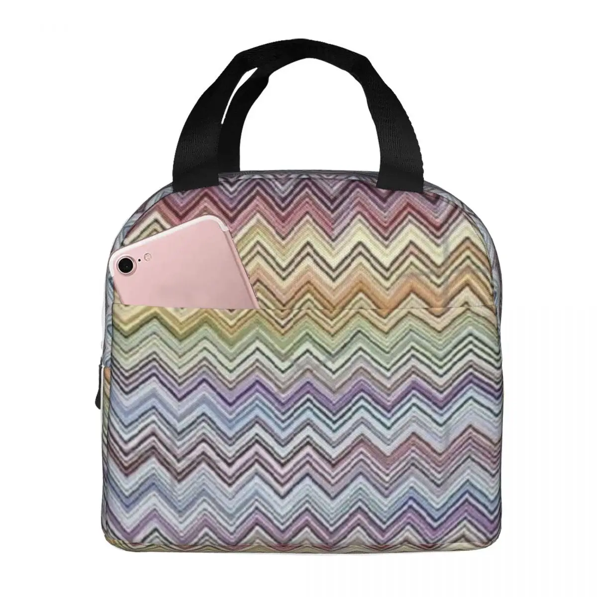 Zig Zag Multicolor Home Decor No 03 Lunch Tote Picnic Insulation Bags Lunch Box Isolato