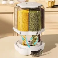 360 Degree Rotating Rice Grain Storage Container Dispenser Dry Cereal Kitchen Food Sealed Insectproof Bucket Kitchen Accessories 2