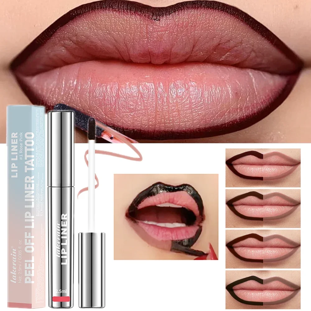 Waterproof Lip Liner Peel Off Tattoo Lip Gloss Long Lasting Matte Lip Tint Brown Contour Tear-off Lips Stain Cosmetics Makeup