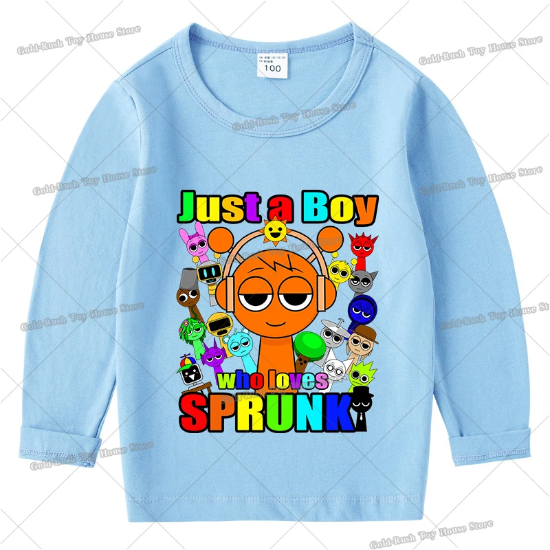 Sprunki Langarm Kinder T-Shirts Spiel Incredibox Jungen Mädchen Baumwoll-T-Shirt Cartoon-Druck Kinder Oberteile Frühling Herbst Kleidung – Detail 2