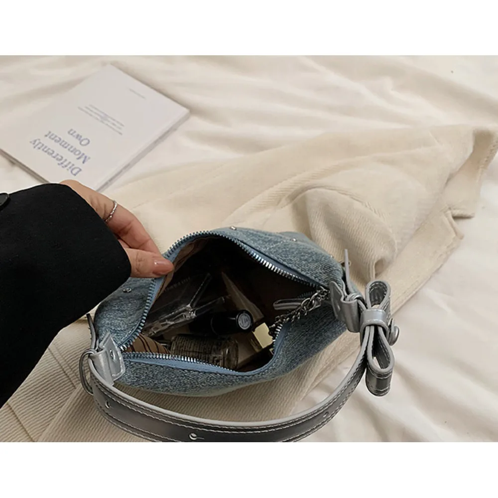 Denim Armpit Bag For Women Versatile Shoulder Handbag High End_voghion.com