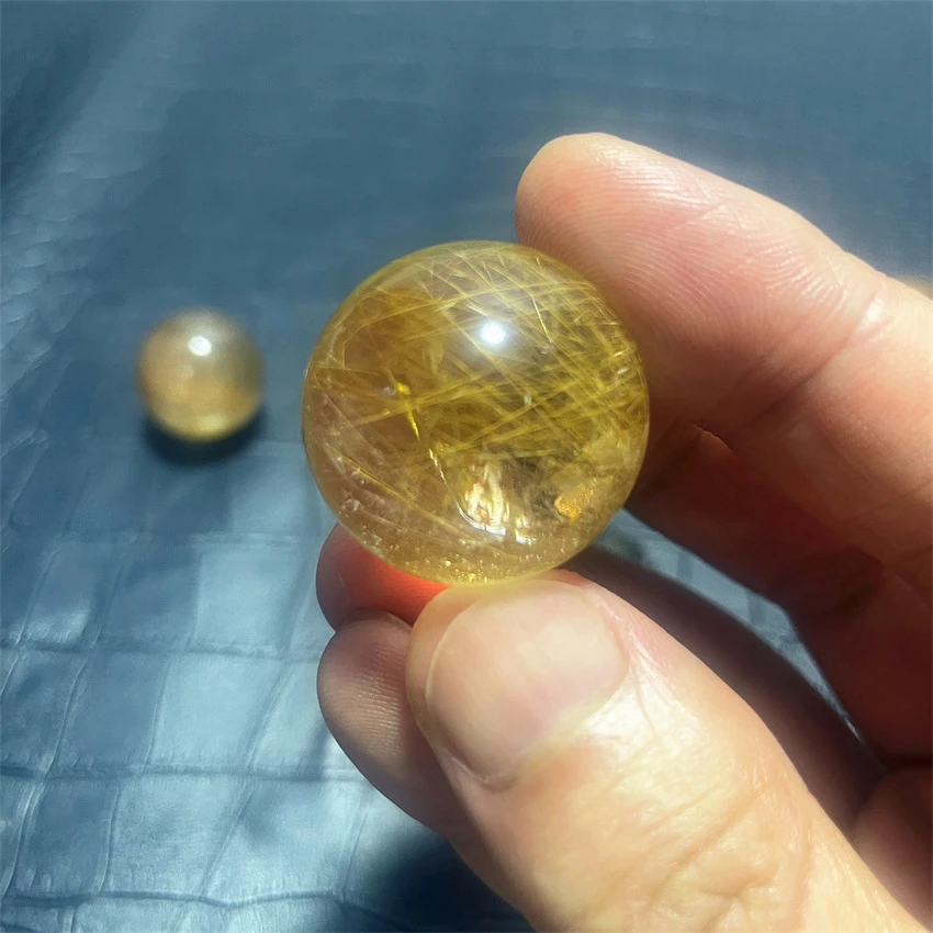 Natural Stone Golden Quartz Rutilated Sphere Polished Crystal Ball Decoration Rock Gift Reiki Healing 3