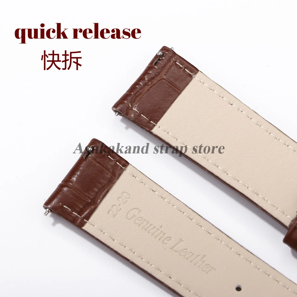 Elegant Leather Watch Strap with Quick Release and Butterfly Buckle - Premium Business Collection
