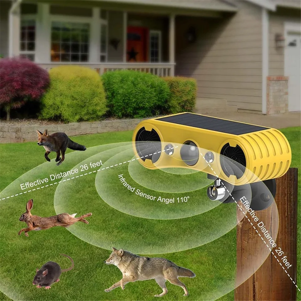 N82R Solar Motion Sensor Alarm, Outdoor Warning Light,13 Sounds Security Alert System Animal Repeller for Farm Yard Barn