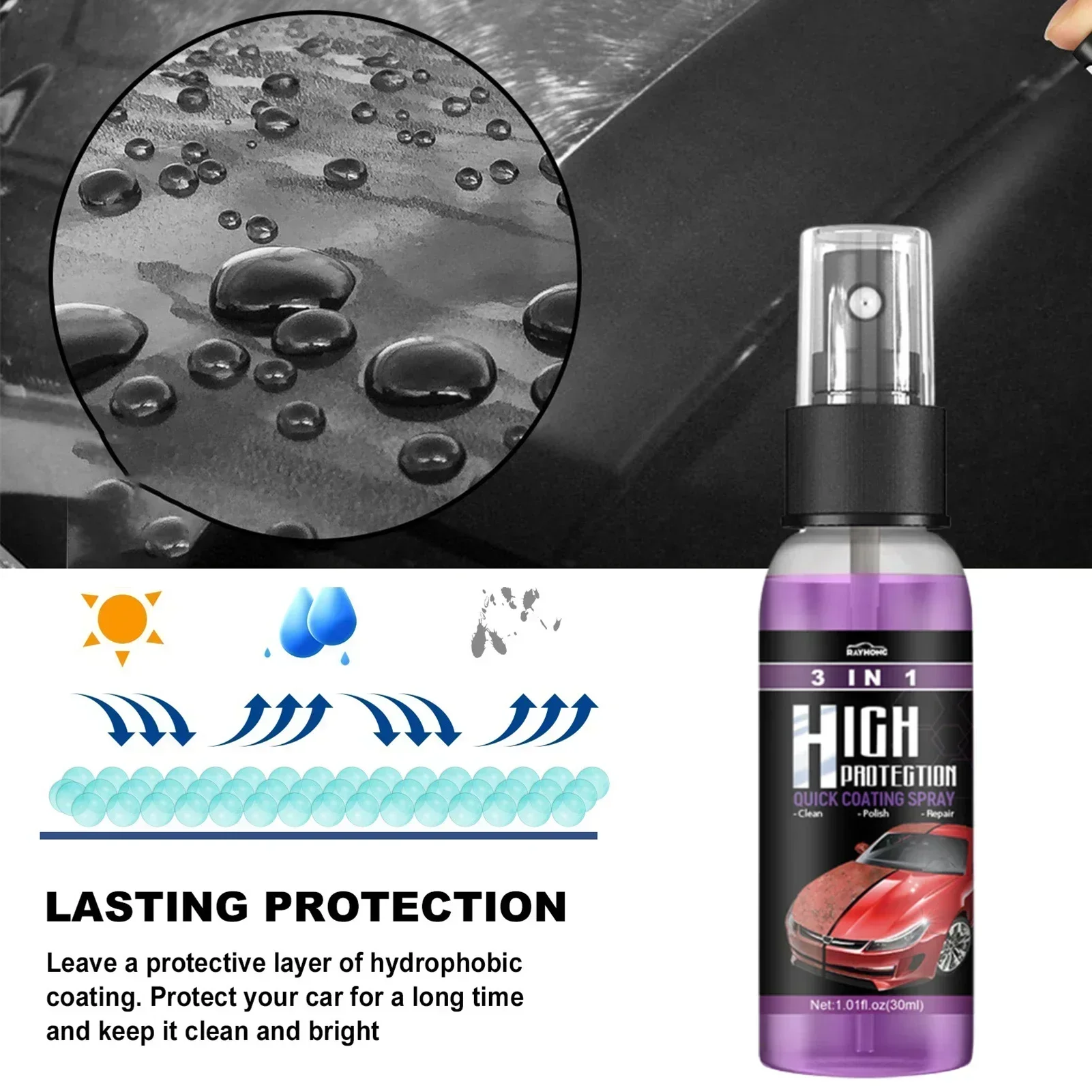 3 In 1 Auto Nano Ceramic Coating Spray 100ml Auto Nano Ceramic Coating Car Exterior Scratch Restorer Ceramic Spray Coating Parts