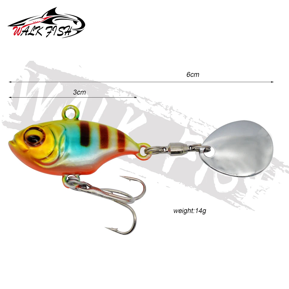 WALK FISH 14g Tail Spinning Metal Jig – Sinking VIB Vibration Spoon Lure for Bass, Pike & Trout Fishing 2